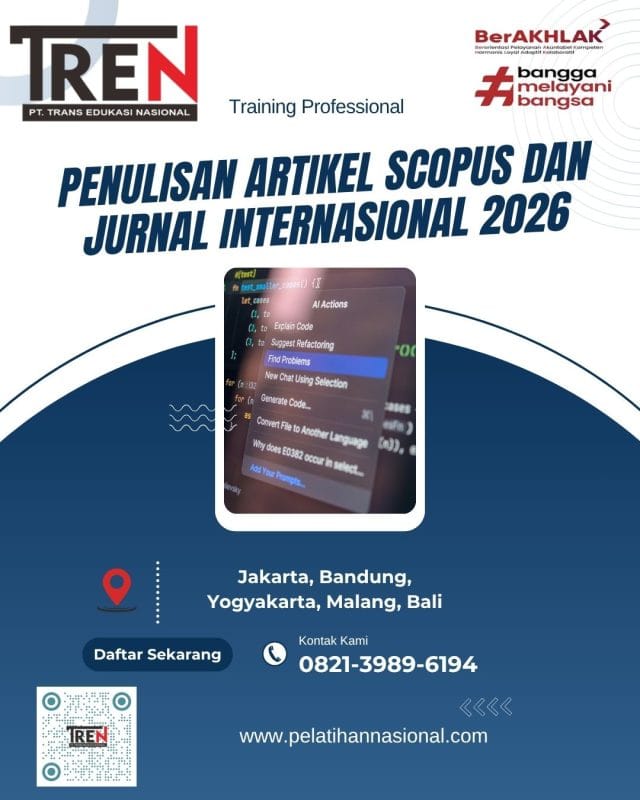 Pelatihan Penulisan Artikel Scopus dan Jurnal Internasional 2026: Strategi Publikasi Ilmiah Bereputasi untuk Meningkatkan Luaran Penelitian
