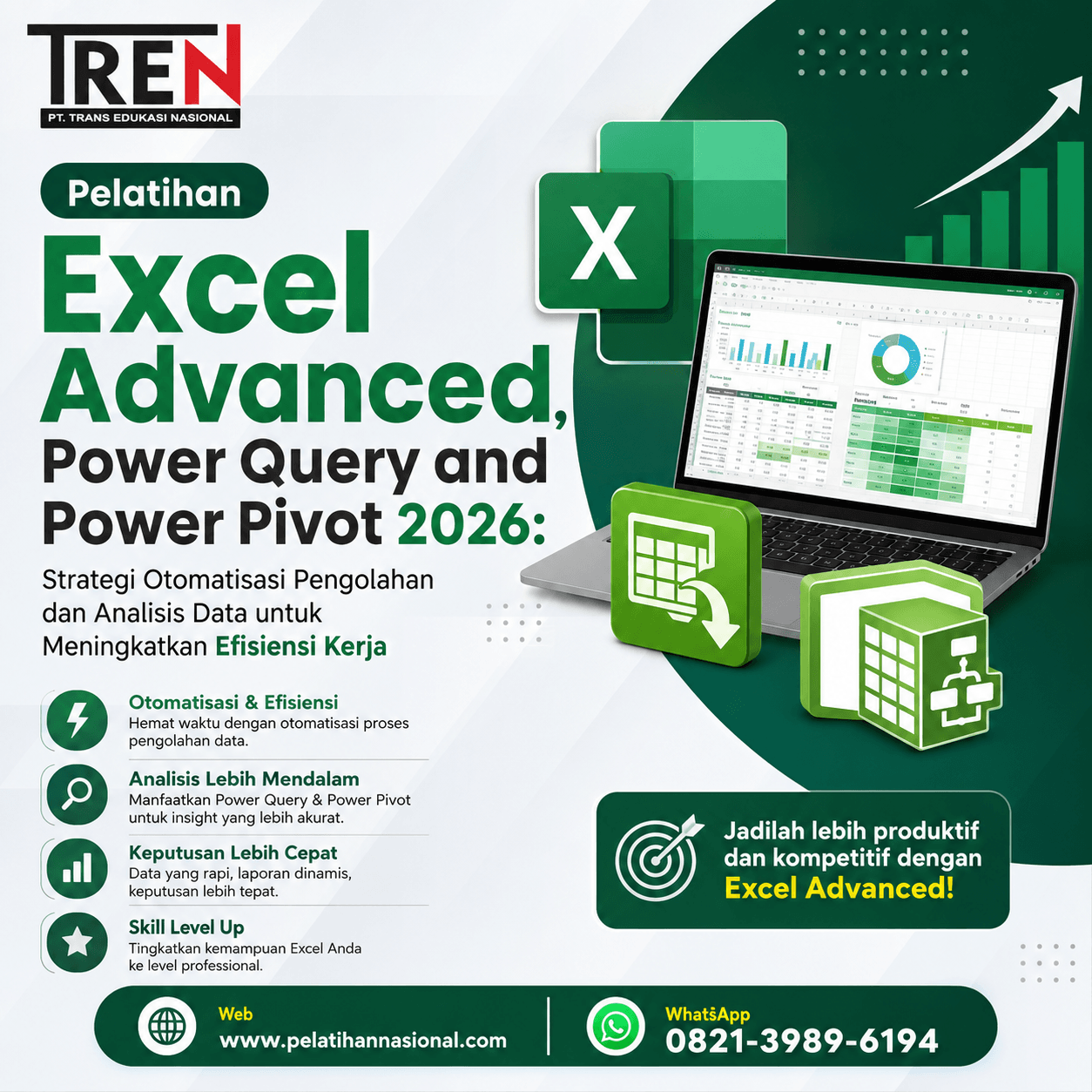 Pelatihan Excel Advanced, Power Query and Power Pivot 2026: Strategi Otomatisasi Pengolahan dan Analisis Data untuk Meningkatkan Efisiensi Kerja