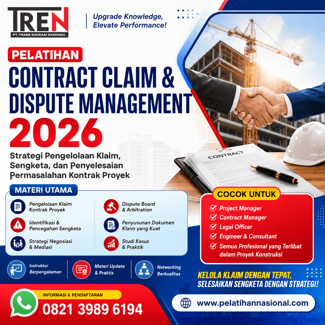 Pelatihan Contract Claim & Dispute Management 2026: Strategi Pengelolaan Klaim, Sengketa, dan Penyelesaian Permasalahan Kontrak Proyek Pelatihan Contract Claim & Dispute Management 2026: Strategi Pengelolaan Klaim, Sengketa, dan Penyelesaian Permasalahan Kontrak Proyek