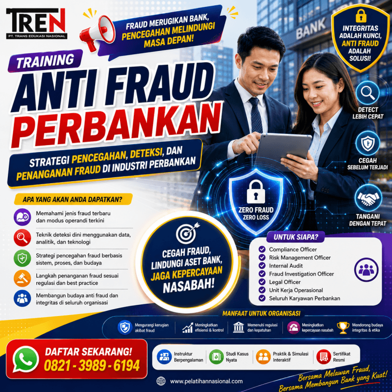 Training Anti Fraud Perbankan 2026: Strategi Pencegahan, Deteksi, dan Penanganan Fraud di Industri Perbankan