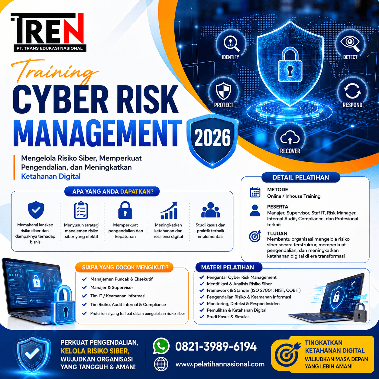 Training Cyber Risk Management 2026: Mengelola Risiko Siber, Memperkuat Pengendalian, dan Meningkatkan Ketahanan Digital