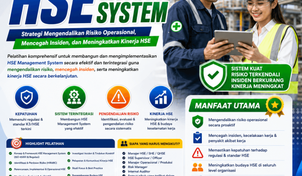 Pelatihan HSE Management System 2026: Strategi Mengendalikan Risiko Operasional, Mencegah Insiden, dan Meningkatkan Kinerja HSE