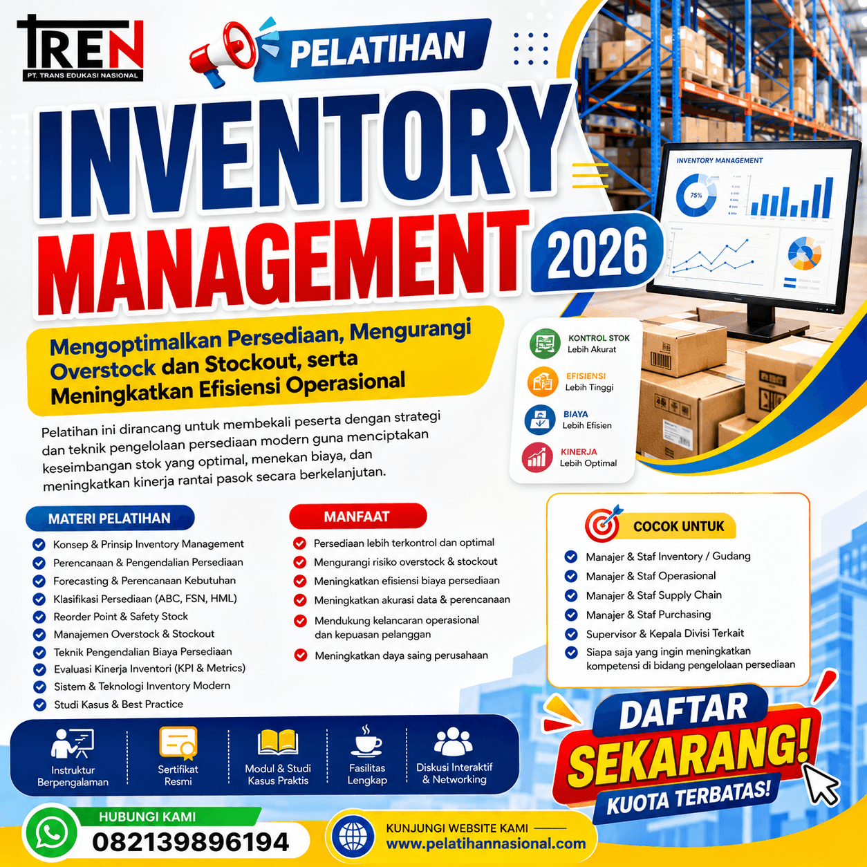 Pelatihan Inventory Management 2026: Mengoptimalkan Persediaan, Mengurangi Overstock dan Stockout, serta Meningkatkan Efisiensi Operasional