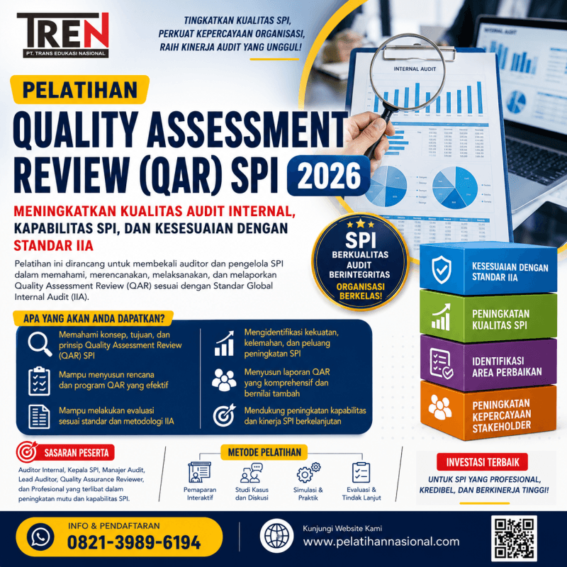 Pelatihan Quality Assessment Review (QAR) SPI 2026: Meningkatkan Kualitas Audit Internal, Kapabilitas SPI, dan Kesesuaian dengan Standar IIA