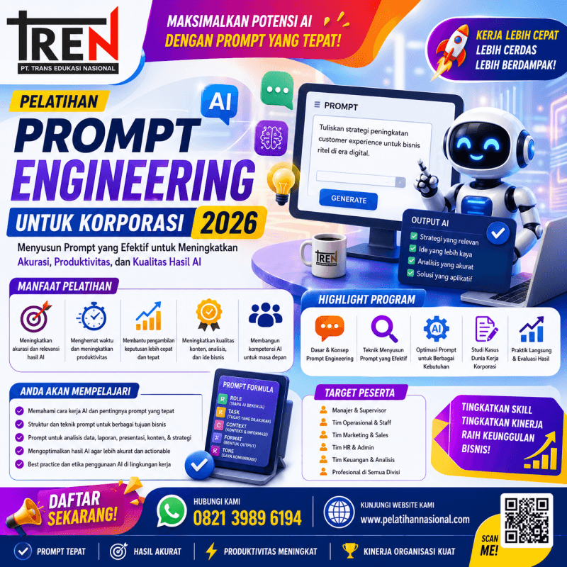 Pelatihan Prompt Engineering untuk Korporasi 2026: Menyusun Prompt yang Efektif untuk Meningkatkan Akurasi, Produktivitas, dan Kualitas Hasil AI