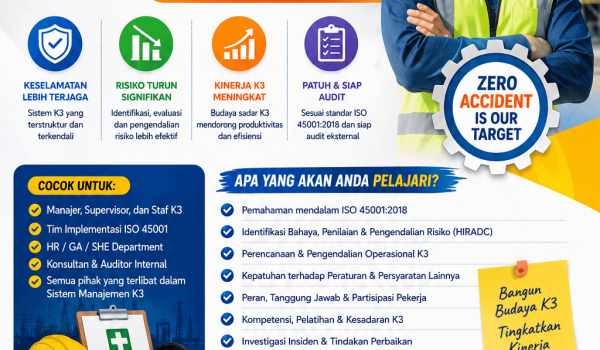 Pelatihan ISO 45001:2018 2026: Strategi Menurunkan Risiko Kecelakaan Kerja dan Meningkatkan Kinerja Keselamatan
