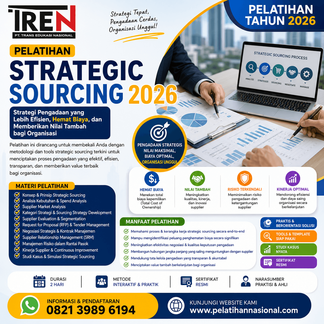 Pelatihan Strategic Sourcing 2026: Strategi Pengadaan yang Lebih Efisien, Hemat Biaya, dan Memberikan Nilai Tambah bagi Organisasi