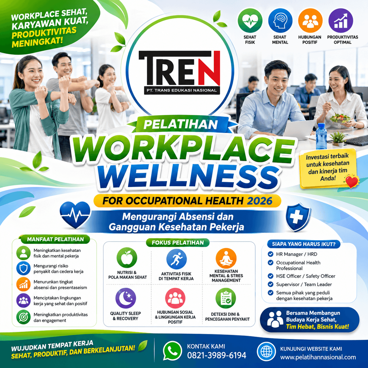 Pelatihan Workplace Wellness for Occupational Health 2026: Mengurangi Absensi dan Gangguan Kesehatan Pekerja