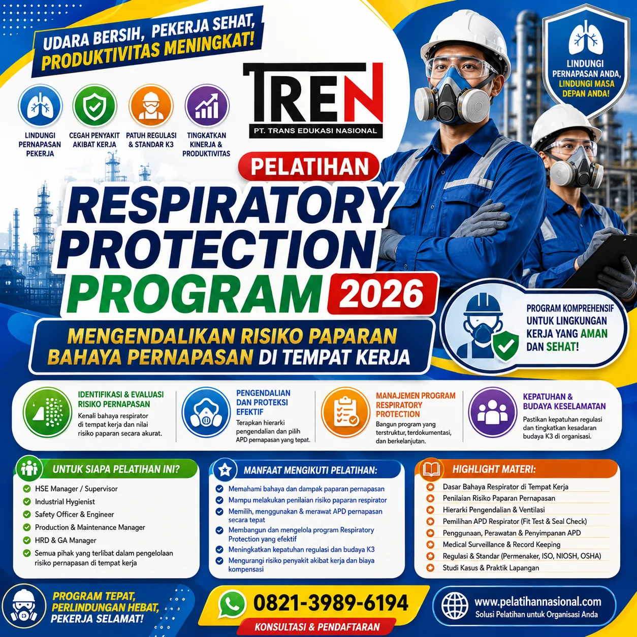 Pelatihan Respiratory Protection Program 2026: Mengendalikan Risiko Paparan Bahaya Pernapasan di Tempat Kerja