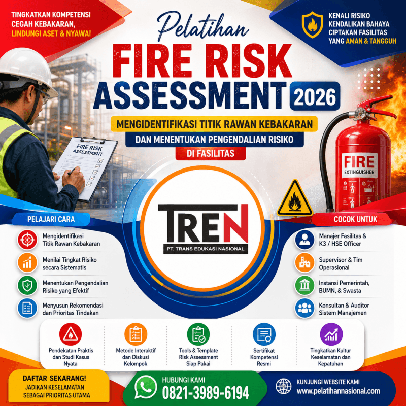 Pelatihan Fire Risk Assessment 2026: Mengidentifikasi Titik Rawan Kebakaran dan Menentukan Pengendalian Risiko di Fasilitas