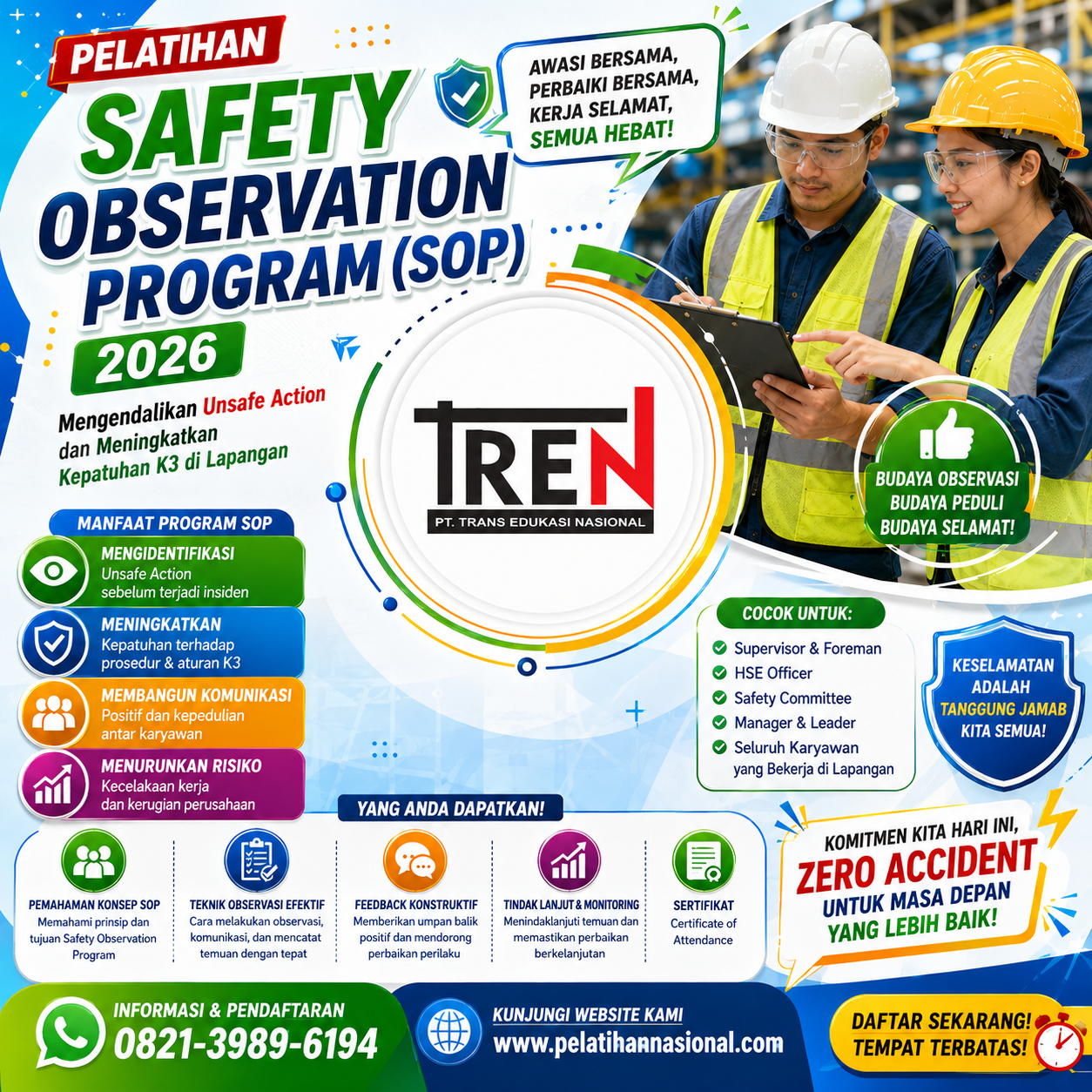 Pelatihan Safety Observation Program (SOP) 2026: Mengendalikan Unsafe Action dan Meningkatkan Kepatuhan K3 di Lapangan