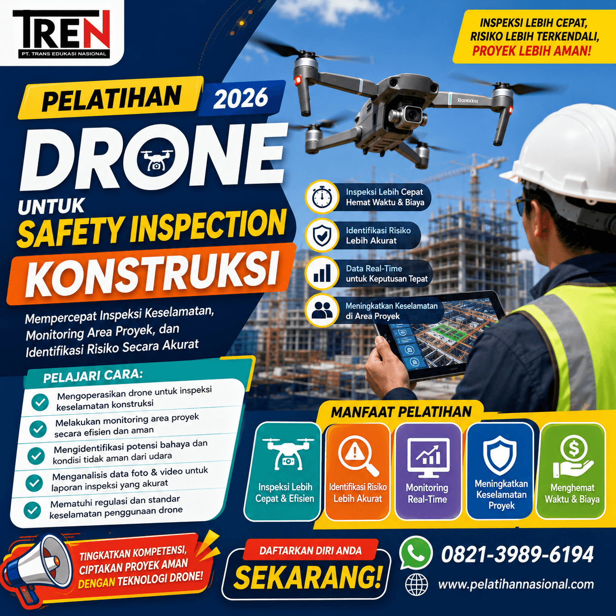 Pelatihan Drone untuk Safety Inspection Konstruksi 2026: Mempercepat Inspeksi Keselamatan, Monitoring Area Proyek, dan Identifikasi Risiko Secara Akurat