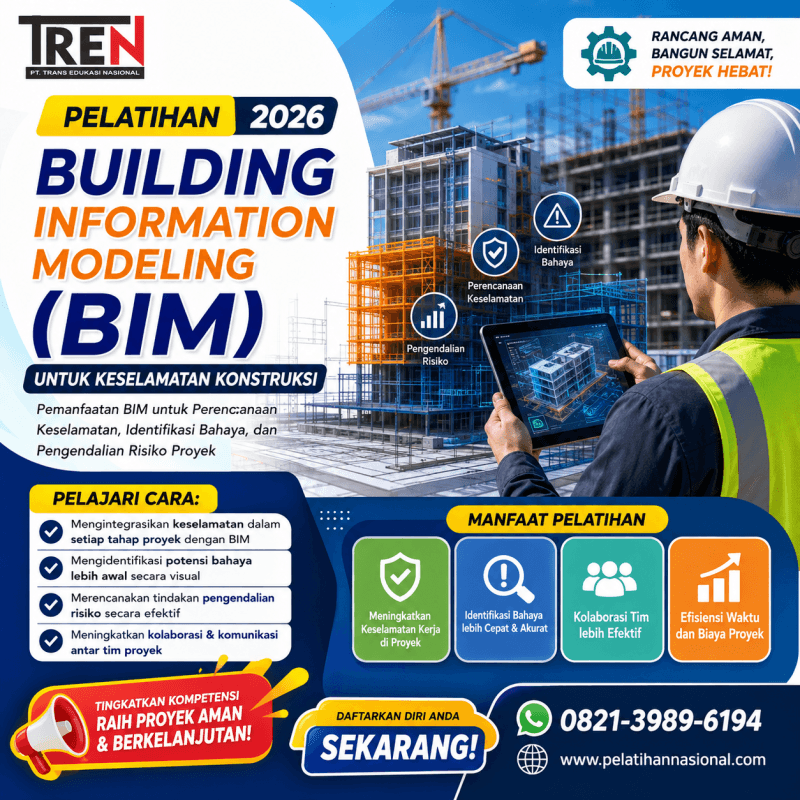 Pelatihan Building Information Modeling (BIM) untuk Keselamatan Konstruksi 2026: Pemanfaatan BIM untuk Perencanaan Keselamatan, Identifikasi Bahaya, dan Pengendalian Risiko Proyek