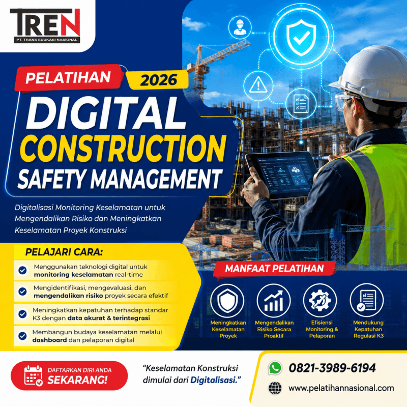 Pelatihan Digital Construction Safety Management 2026: Digitalisasi Monitoring Keselamatan untuk Mengendalikan Risiko dan Meningkatkan Keselamatan Proyek Konstruksi