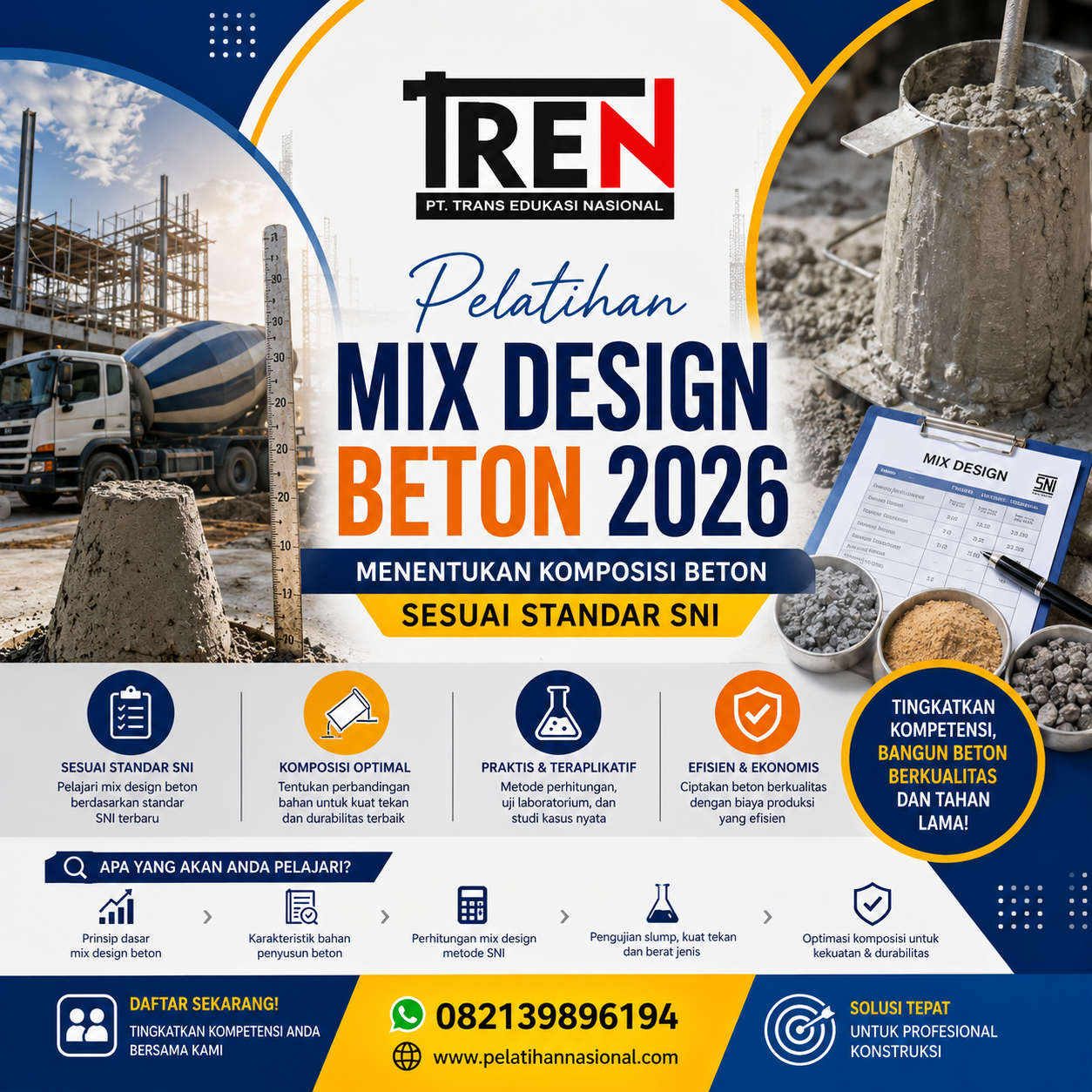Pelatihan Mix Design Beton 2026: Menentukan Komposisi Beton Sesuai Standar SNI