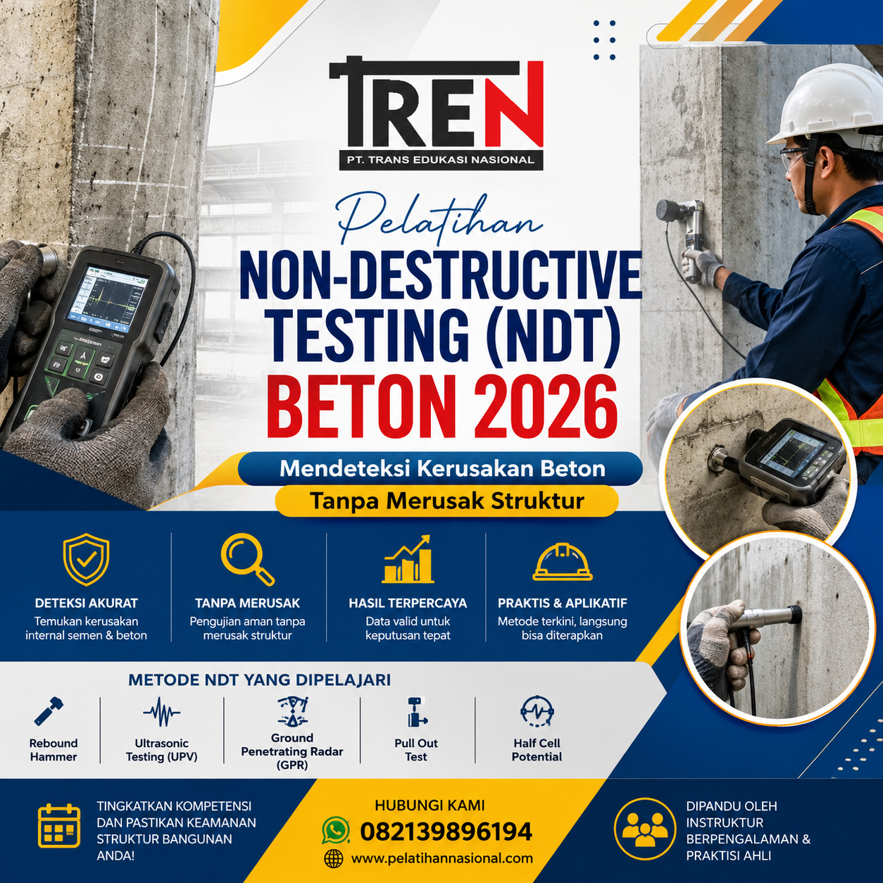 Pelatihan Non Destructive Testing (NDT) Beton 2026: Mendeteksi Kerusakan Beton Tanpa Merusak Struktur