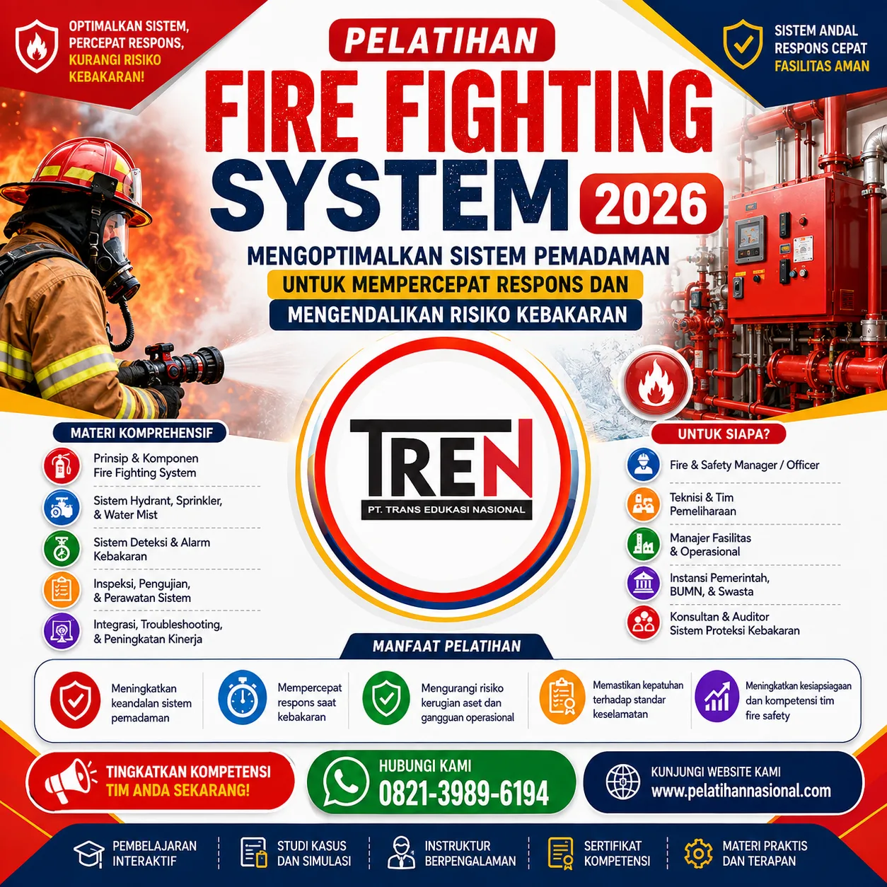 Pelatihan Fire Fighting System 2026: Mengoptimalkan Sistem Pemadaman untuk Mempercepat Respons dan Mengendalikan Risiko Kebakaran