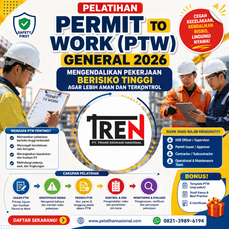 Pelatihan Permit to Work (PTW) General 2026: Mengendalikan Pekerjaan Berisiko Tinggi agar Lebih Aman dan Terkontrol