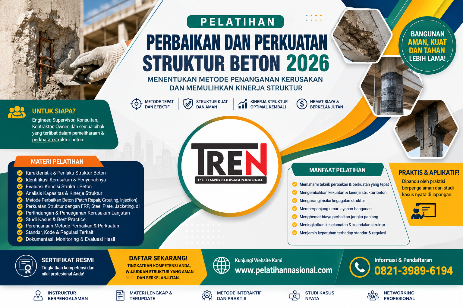 Pelatihan Perbaikan dan Perkuatan Struktur Beton 2026: Menentukan Metode Penanganan Kerusakan dan Memulihkan Kinerja Struktur