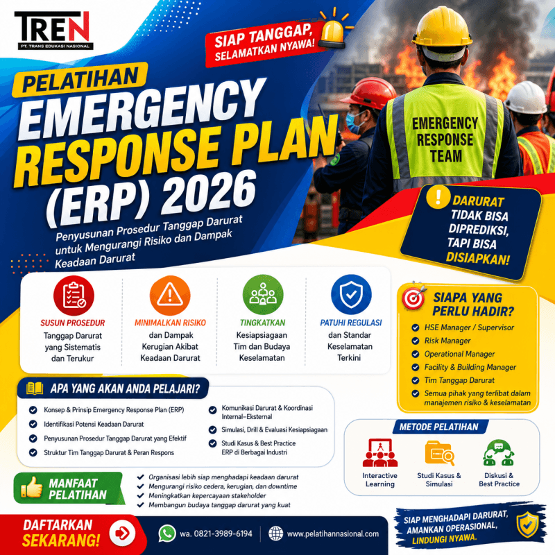 Pelatihan Emergency Response Plan (ERP) 2026: Penyusunan Prosedur Tanggap Darurat untuk Mengurangi Risiko dan Dampak Keadaan Darurat