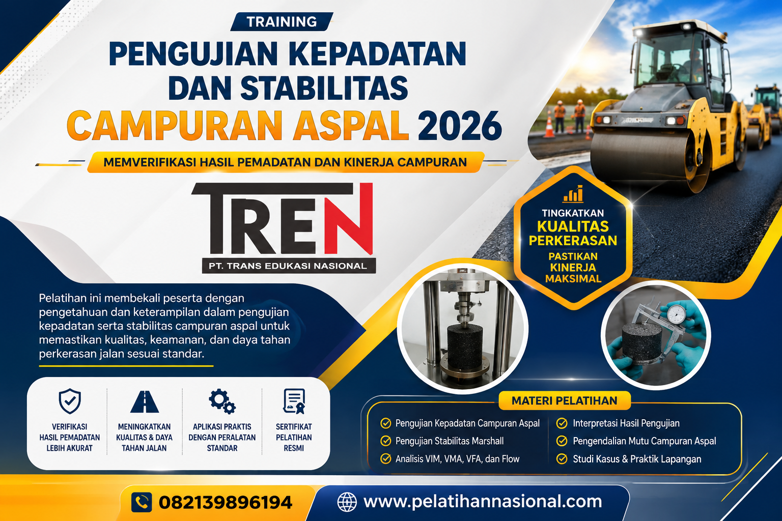 Training Pengujian Kepadatan dan Stabilitas Campuran Aspal 2026: Memverifikasi Hasil Pemadatan dan Kinerja Campuran
