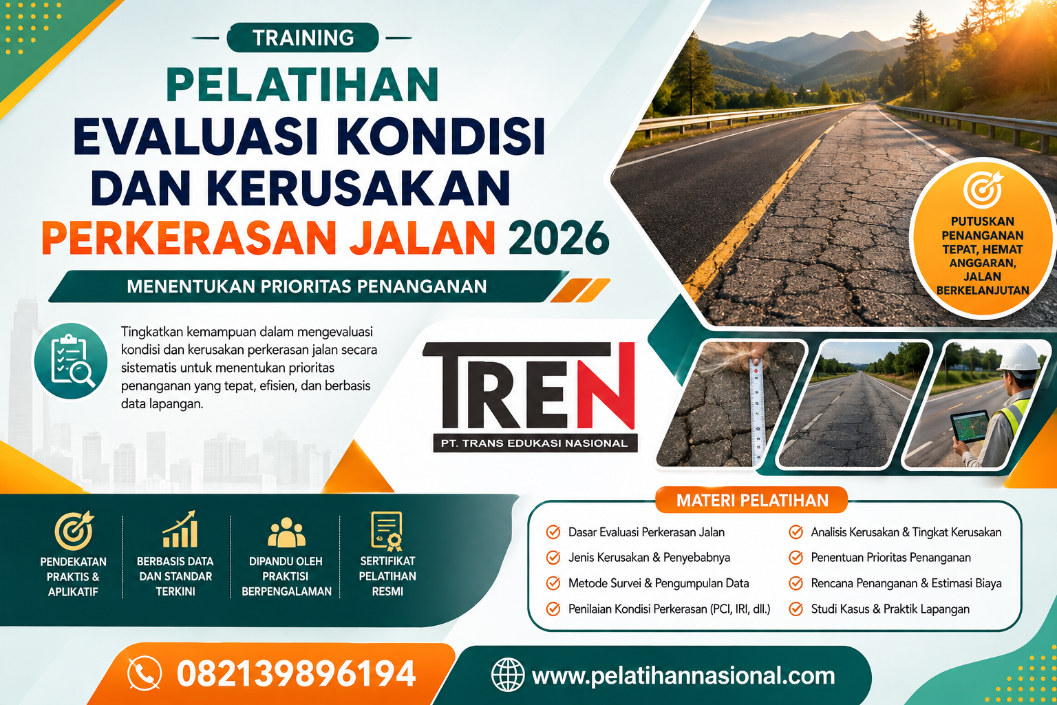 Pelatihan Evaluasi Kondisi dan Kerusakan Perkerasan Jalan 2026: Menentukan Prioritas Penanganan