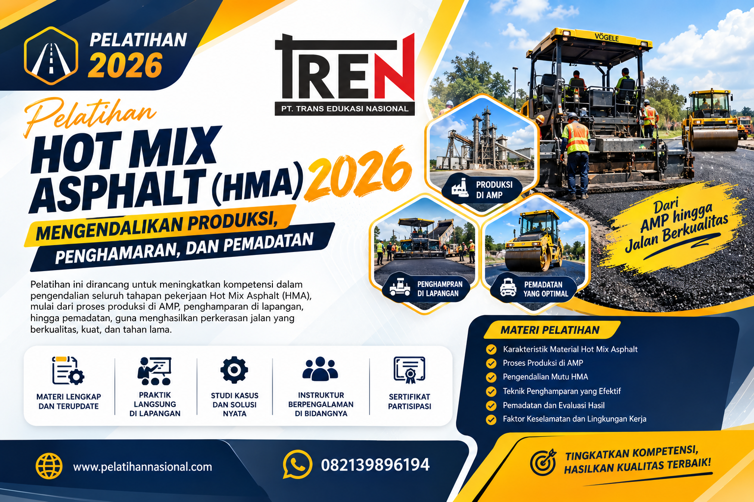 Pelatihan Hot Mix Asphalt (HMA) 2026: Mengendalikan Produksi, Penghamparan, dan Pemadatan