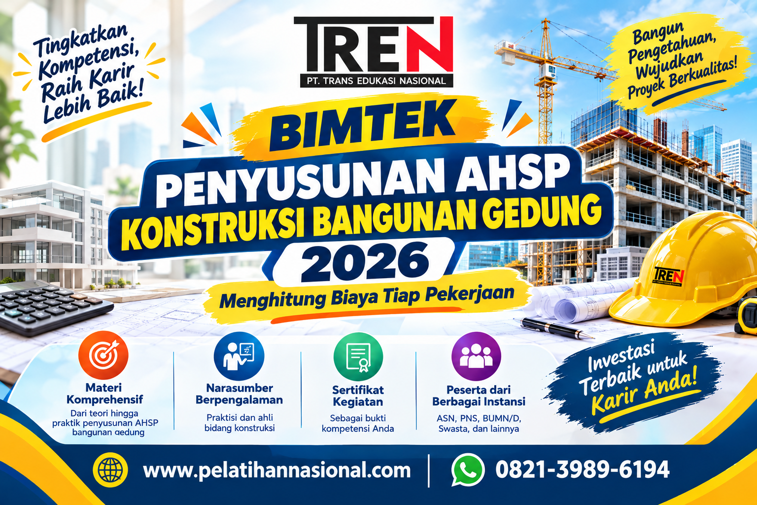Bimtek Penyusunan AHSP Konstruksi Bangunan Gedung 2026: Menghitung Biaya Tiap Pekerjaan