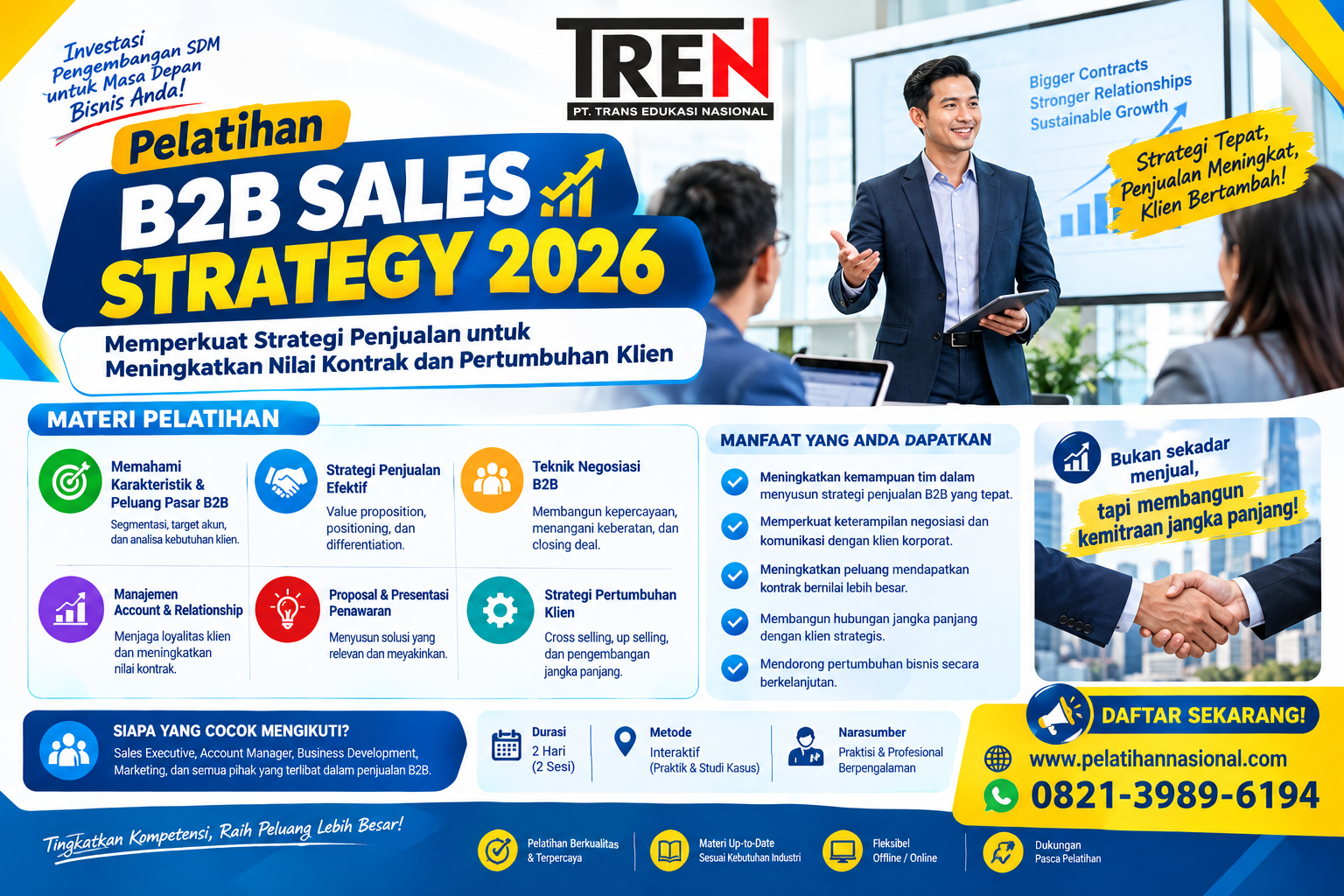 Pelatihan B2B Sales Strategy 2026: Memperkuat Strategi Penjualan untuk Meningkatkan Nilai Kontrak dan Pertumbuhan Klien