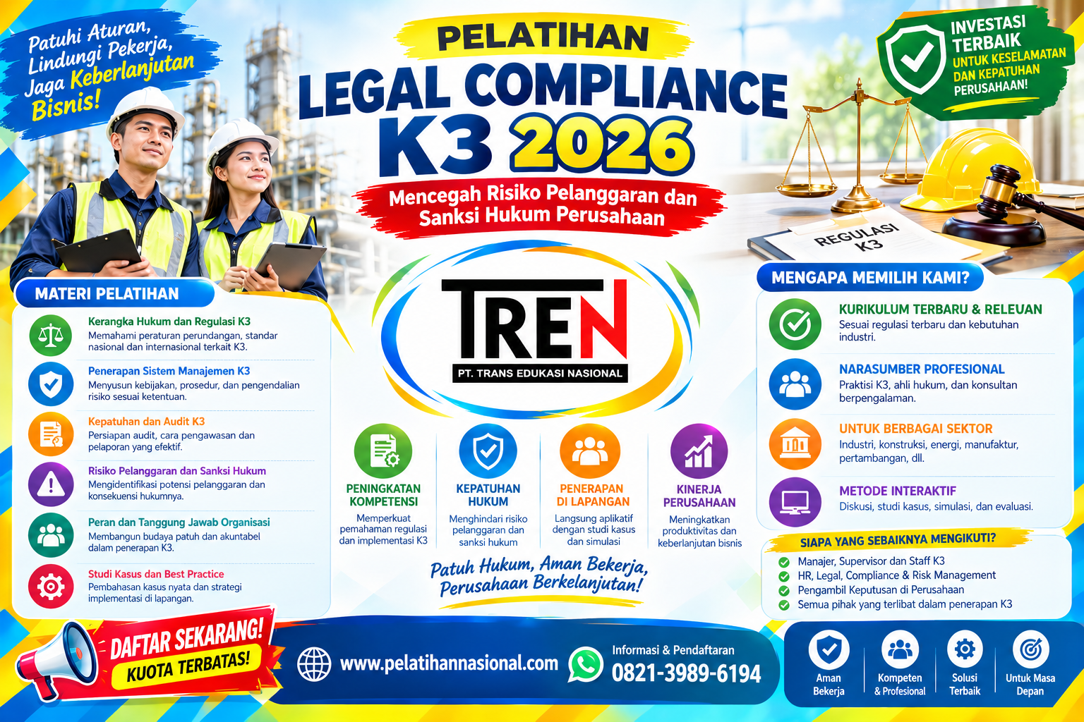 Pelatihan Legal Compliance K3 2026: Mencegah Risiko Pelanggaran dan Sanksi Hukum Perusahaan