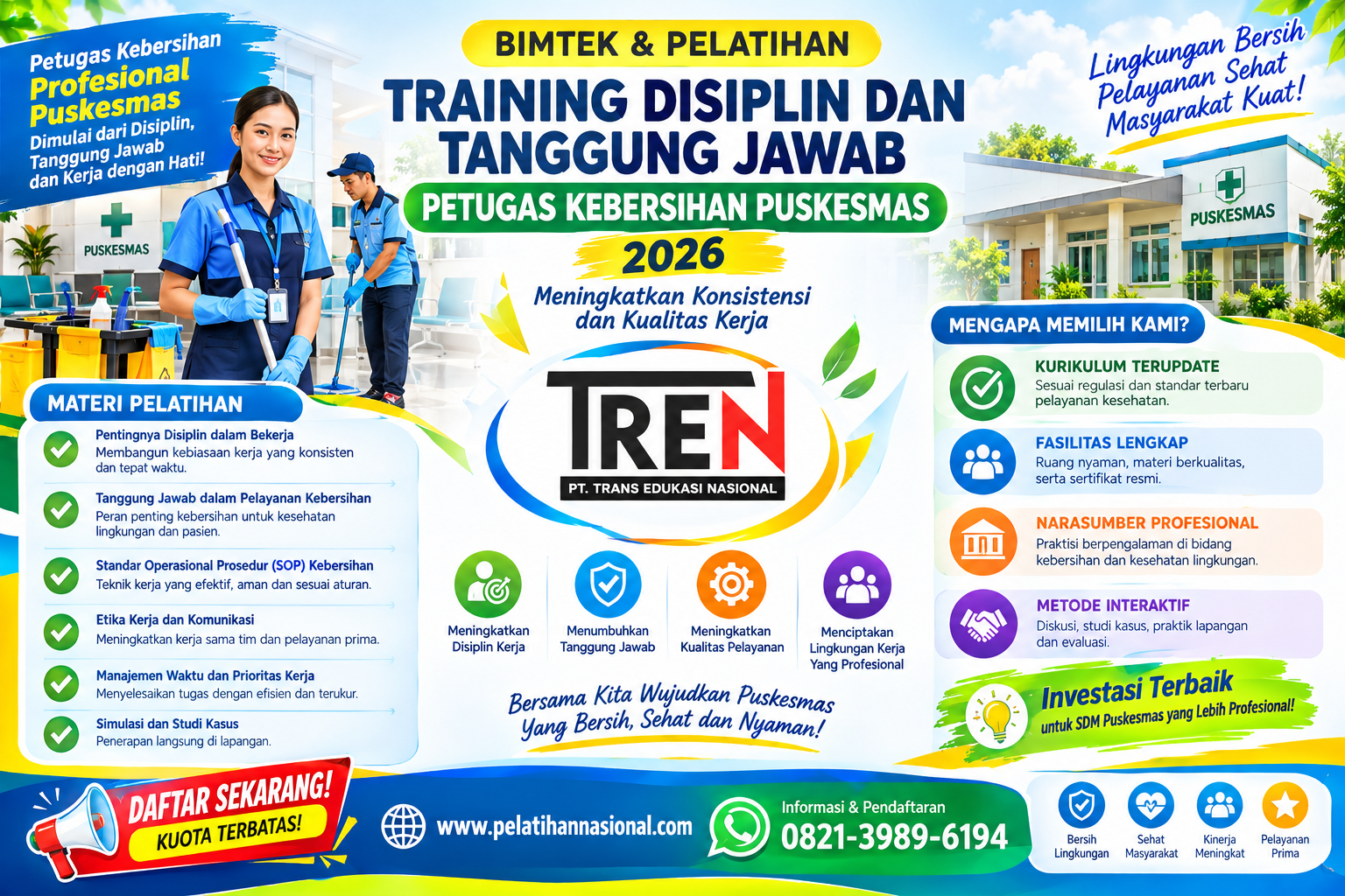 Training Disiplin dan Tanggung Jawab Petugas Kebersihan Puskesmas 2026: Meningkatkan Konsistensi dan Kualitas Kerja