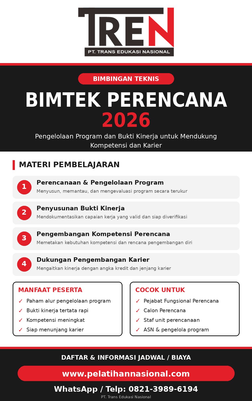 Bimtek Perencana 2026: Pengelolaan Program dan Bukti Kinerja untuk Mendukung Kompetensi dan Karier