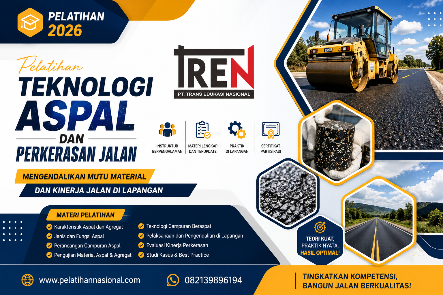 Pelatihan Teknologi Aspal dan Perkerasan Jalan 2026: Mengendalikan Mutu Material dan Kinerja Jalan di Lapangan