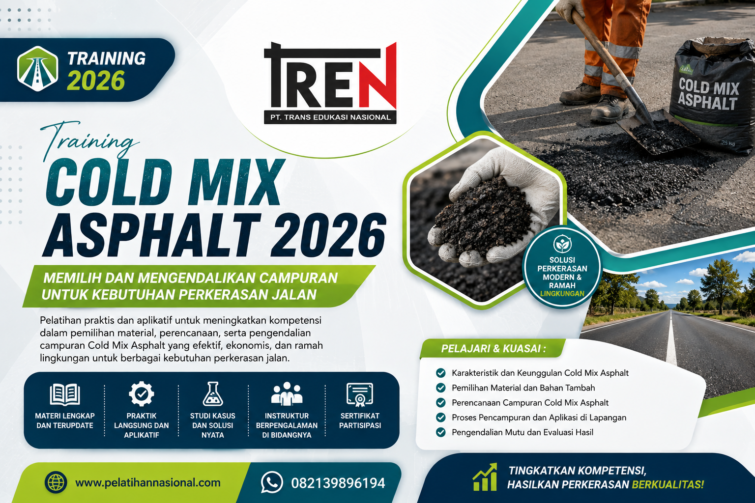 Training Cold Mix Asphalt 2026: Memilih dan Mengendalikan Campuran untuk Kebutuhan Perkerasan Jalan