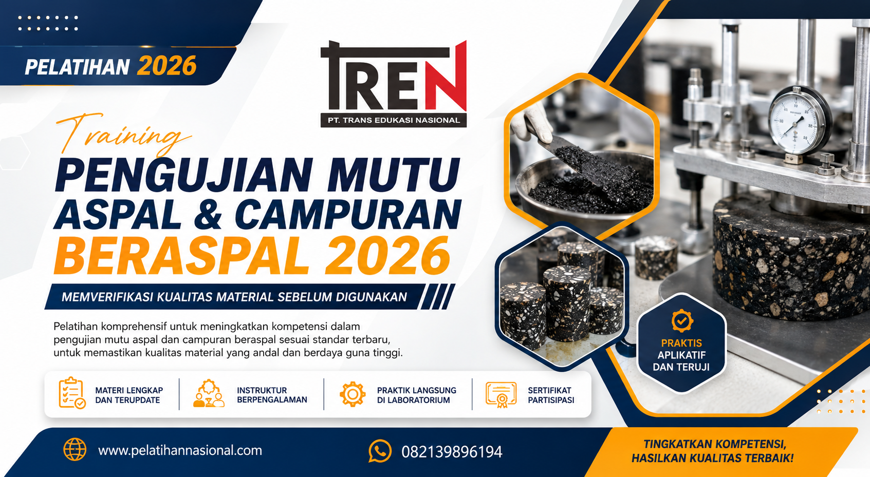 Training Pengujian Mutu Aspal dan Campuran Beraspal 2026: Memverifikasi Kualitas Material sebelum Digunakan