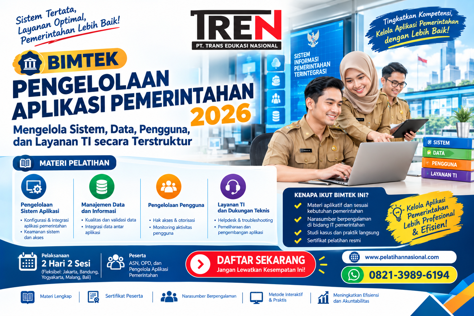 Bimtek Pengelolaan Aplikasi Pemerintahan 2026: Mengelola Sistem, Data, Pengguna, dan Layanan TI secara Terstruktur