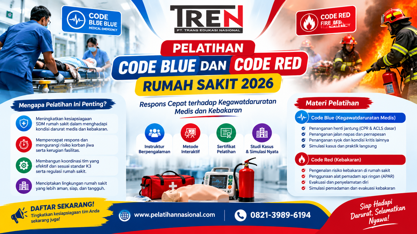 Pelatihan Code Blue dan Code Red Rumah Sakit 2026: Respons Cepat terhadap Kegawatdaruratan Medis dan Kebakaran