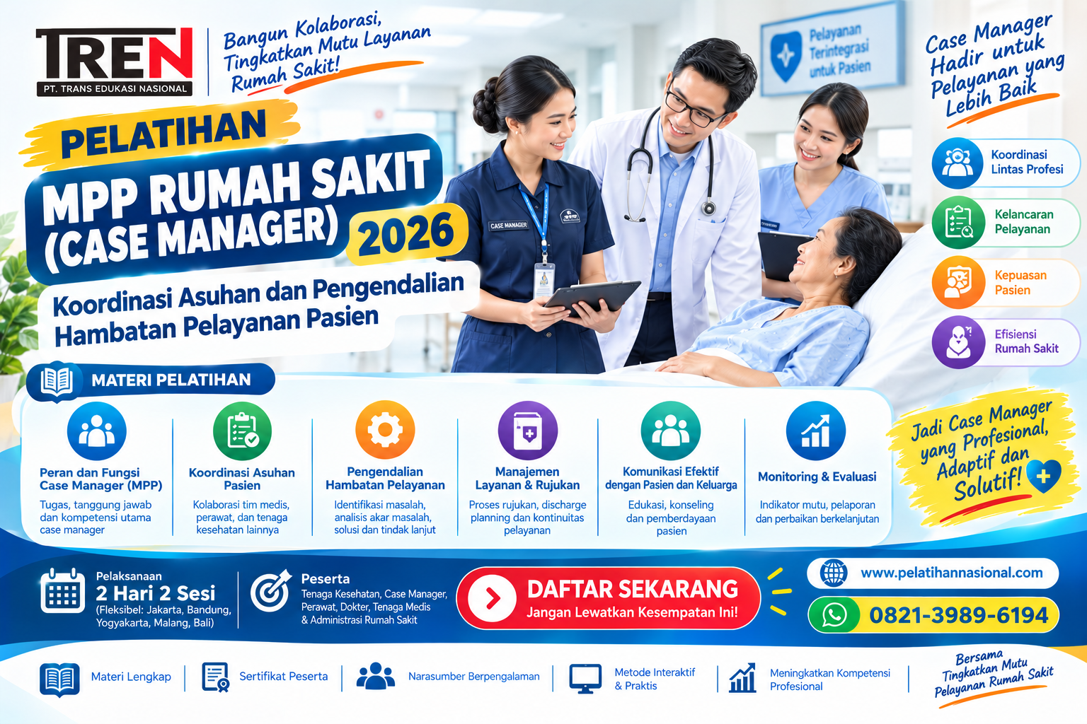 Pelatihan MPP Rumah Sakit (Case Manager) 2026: Koordinasi Asuhan dan Pengendalian Hambatan Pelayanan Pasien