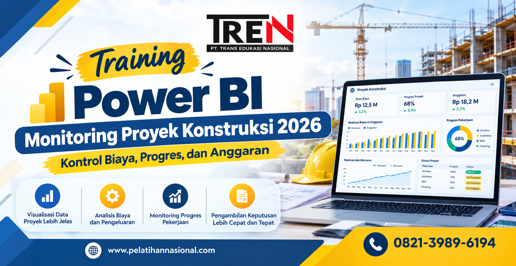 Training Power BI Monitoring Proyek Konstruksi 2026: Kontrol Biaya, Progres, dan Anggaran