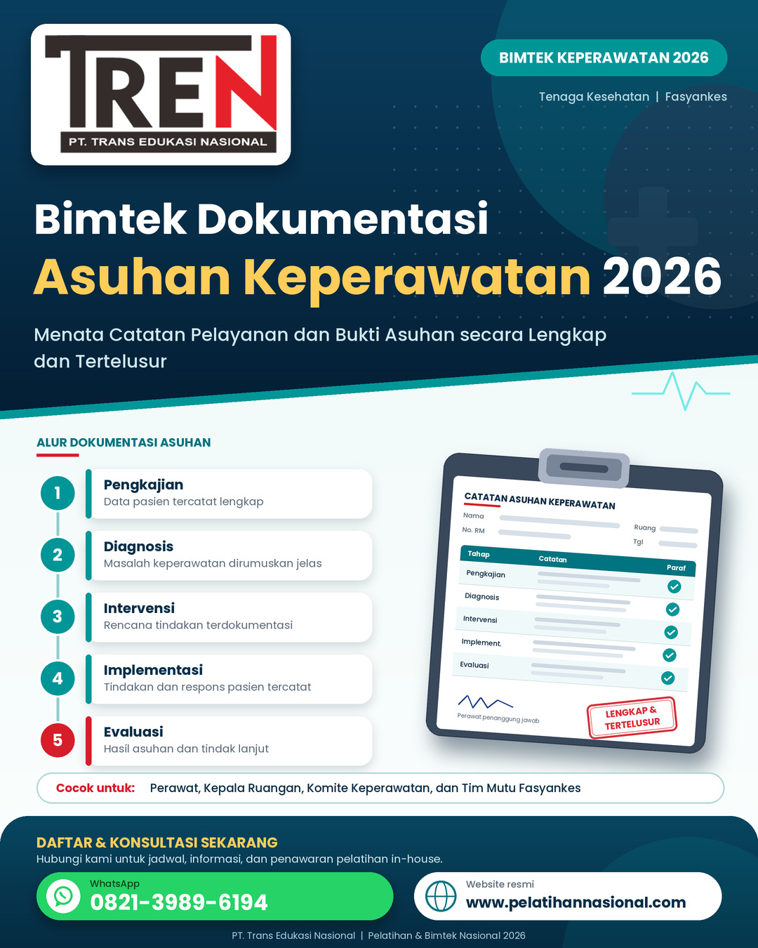 Bimtek Dokumentasi Asuhan Keperawatan 2026: Menata Catatan Pelayanan dan Bukti Asuhan secara Lengkap dan Tertelusur
