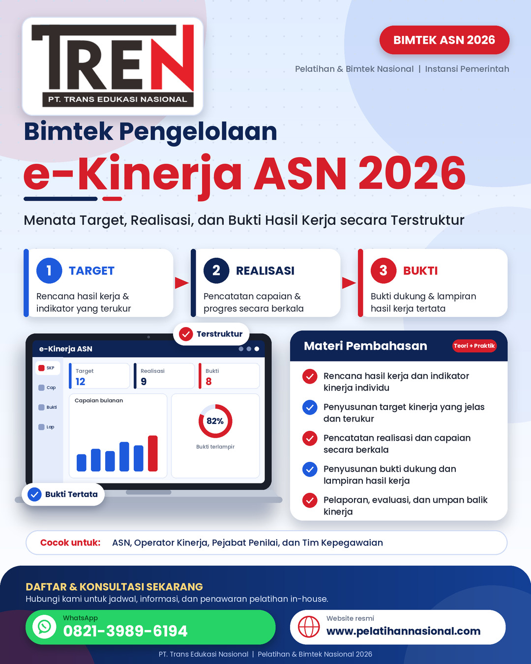 Bimtek Pengelolaan e-Kinerja ASN 2026: Menata Target, Realisasi, dan Bukti Hasil Kerja secara Terstruktur
