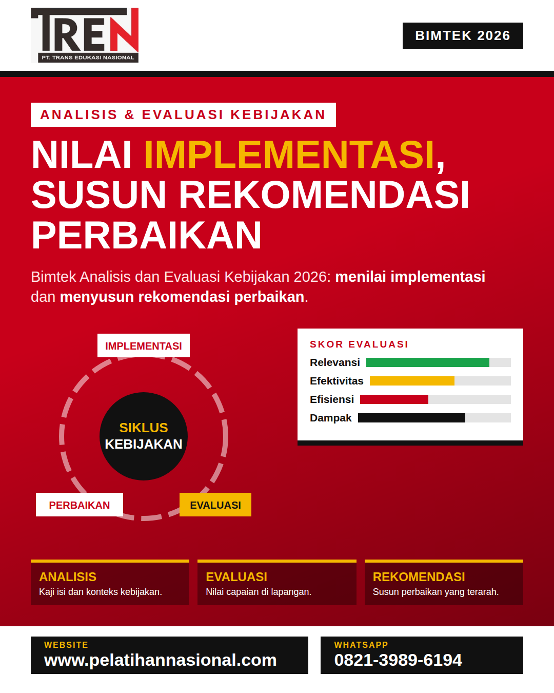 Bimtek Analisis dan Evaluasi Kebijakan 2026: Menilai Implementasi dan Menyusun Rekomendasi Perbaikan