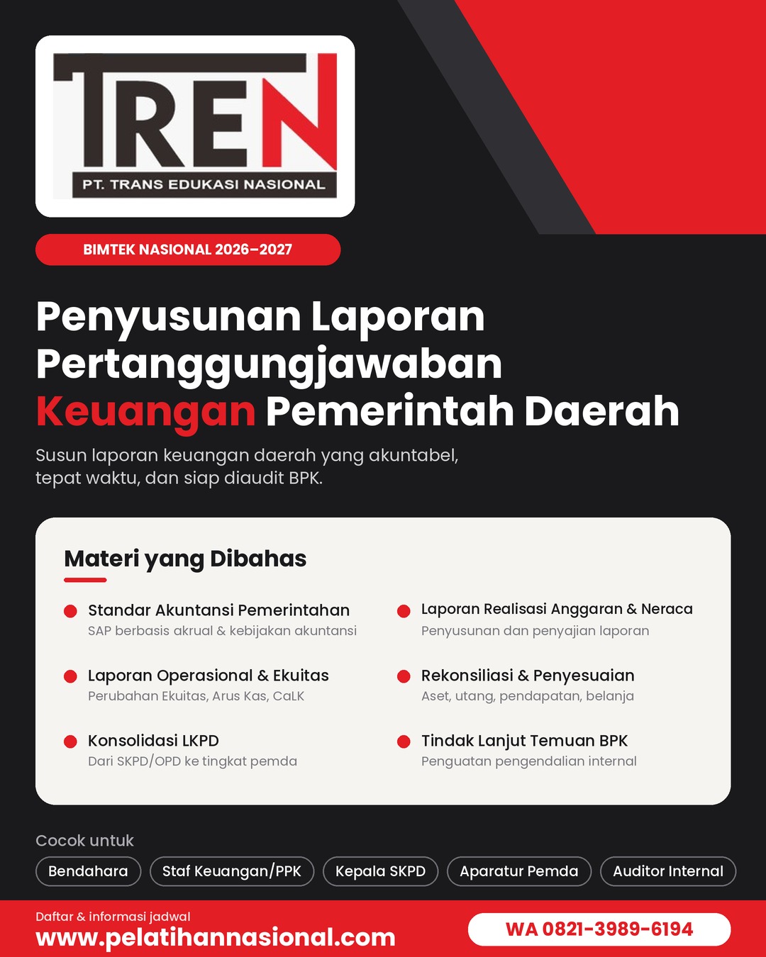 Bimtek Penyusunan Laporan Pertanggungjawaban Keuangan Pemerintah Daerah 2026–2027