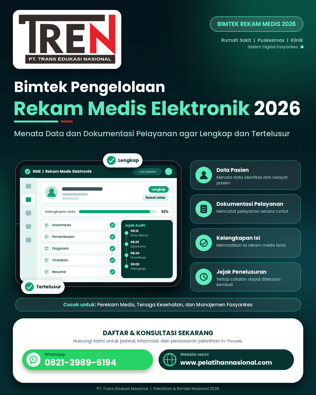 Bimtek Pengelolaan Rekam Medis Elektronik 2026: Menata Data dan Dokumentasi Pelayanan agar Lengkap dan Tertelusur