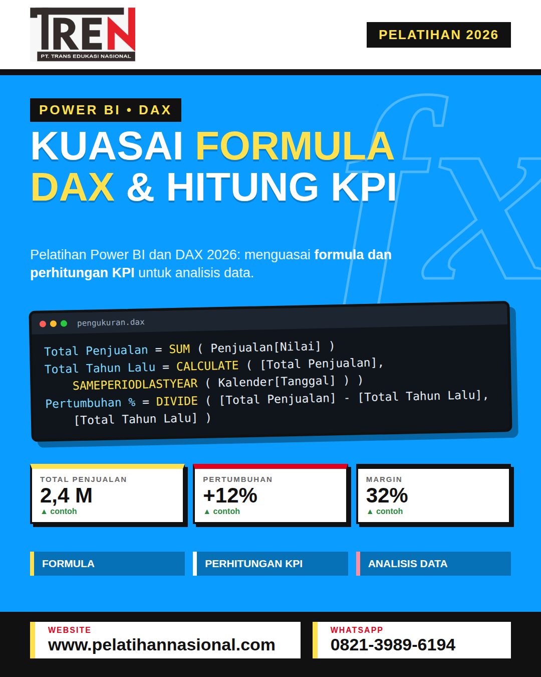 Pelatihan Power BI dan DAX 2026: Menguasai Formula dan Perhitungan KPI untuk Analisis Data