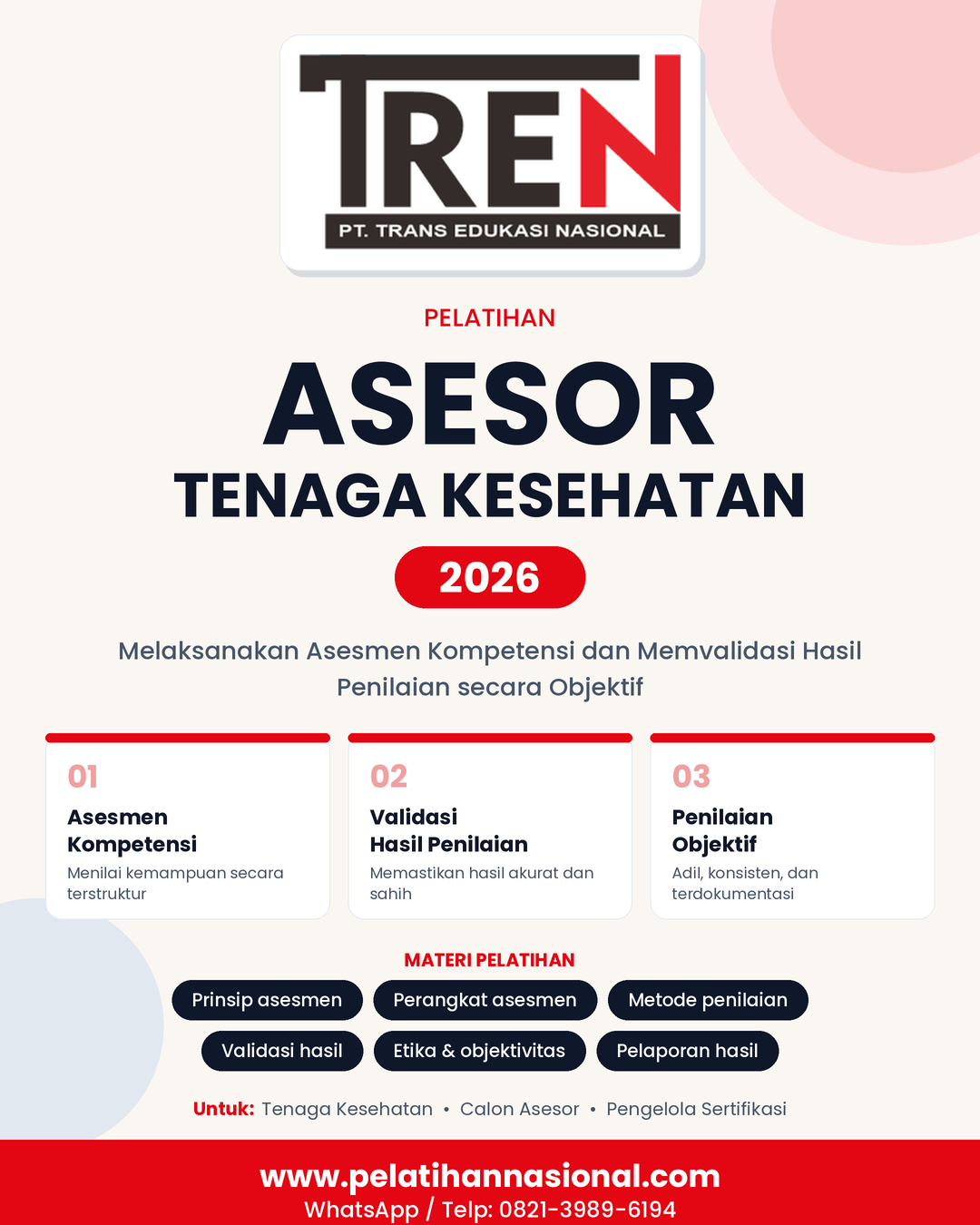 Pelatihan Asesor Tenaga Kesehatan 2026: Melaksanakan Asesmen Kompetensi dan Memvalidasi Hasil Penilaian secara Objektif