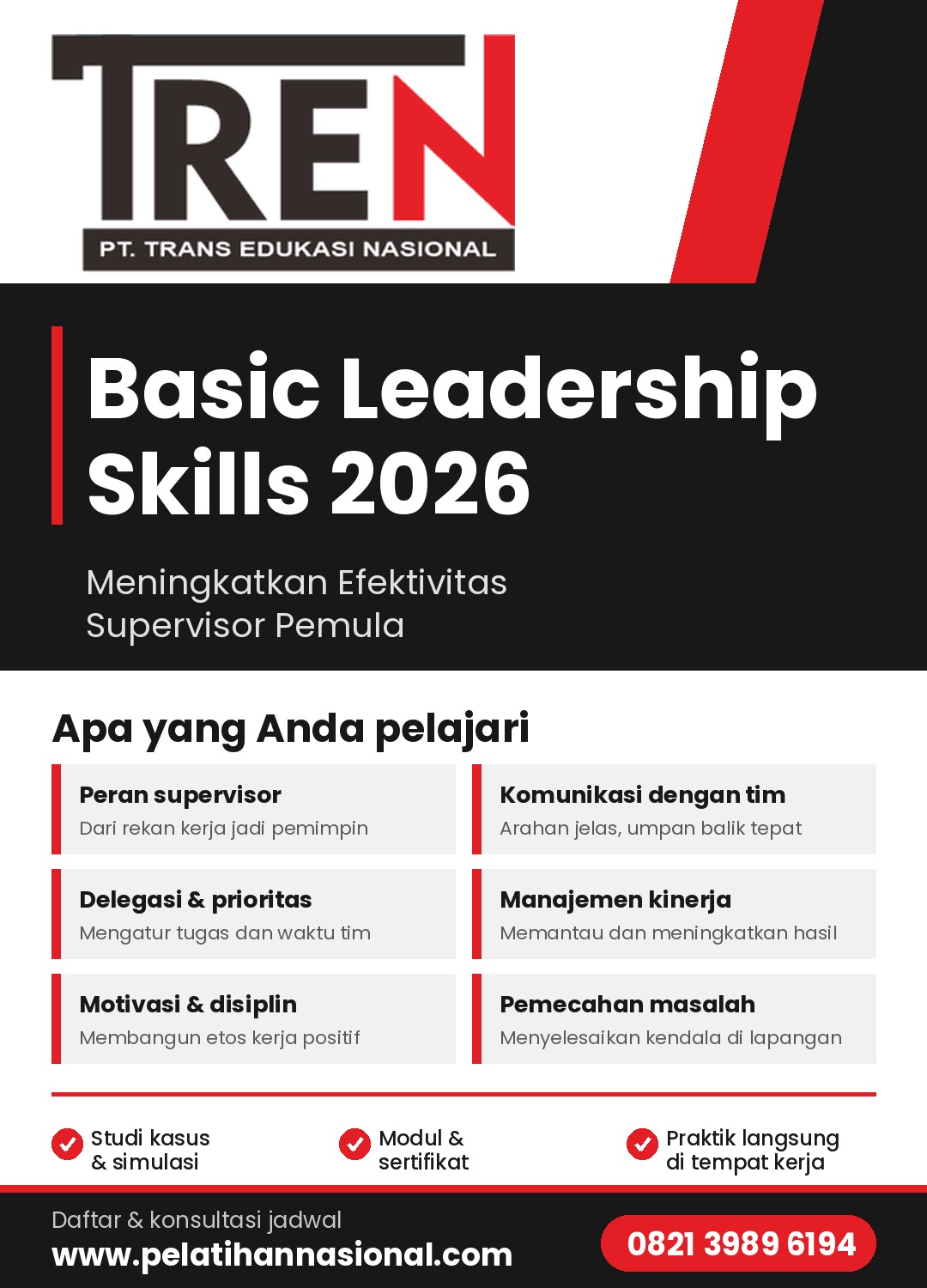 Pelatihan Basic Leadership Skills 2026: Meningkatkan Efektivitas Supervisor Pemula