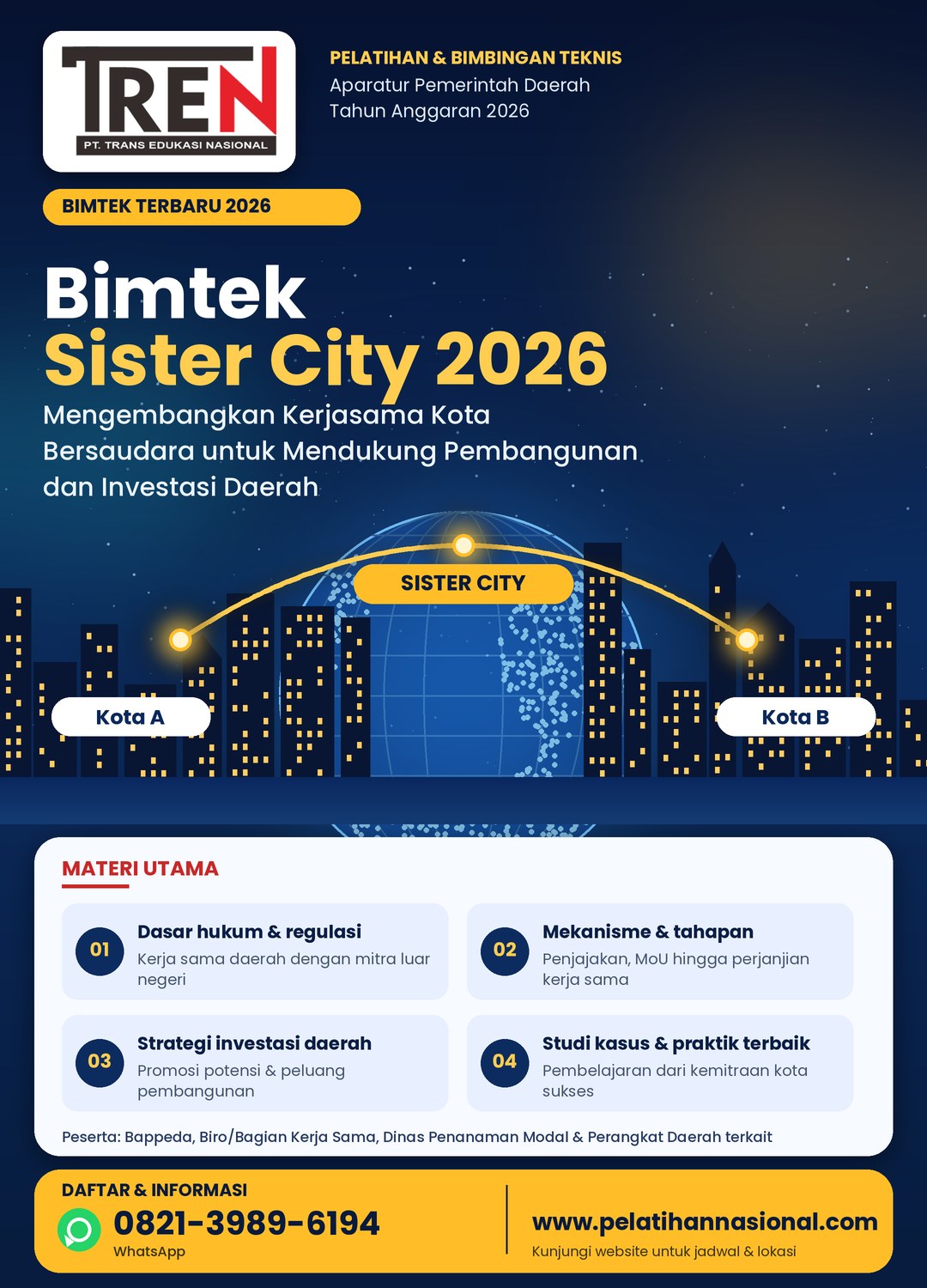 Bimtek Sister City 2026: Mengembangkan Kerjasama Kota Bersaudara untuk Mendukung Pembangunan dan Investasi Daerah