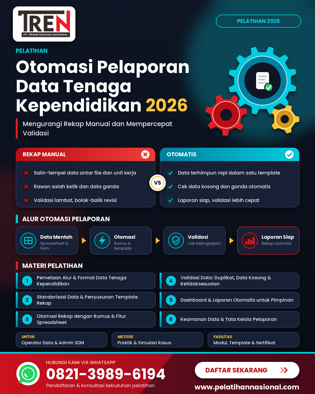 Pelatihan Otomasi Pelaporan Data Tenaga Kependidikan 2026: Mengurangi Rekap Manual dan Mempercepat Validasi